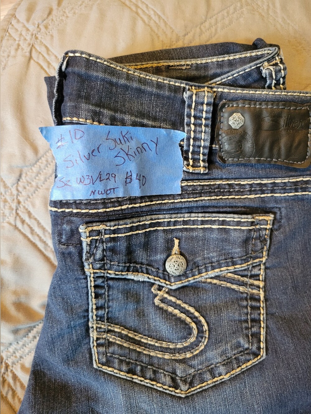 Silver Jeans Suki Skinny Jeans - Dark Indigo with Contrast Stitching